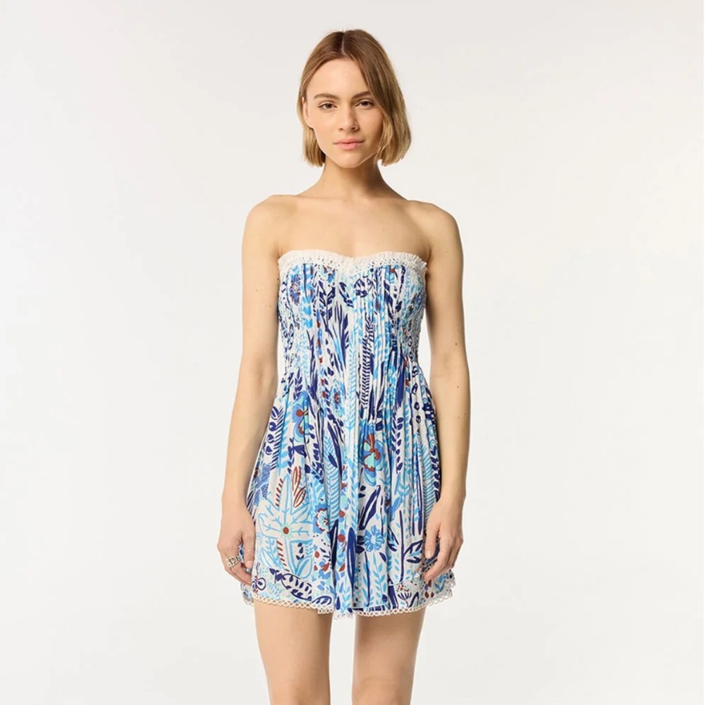 Poupette St Barth Womens Mini Dress Blue Plum  Size M Claire V Bandeau